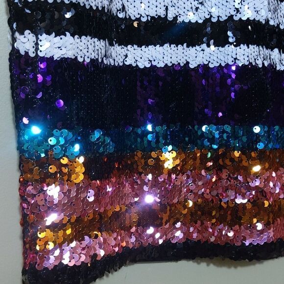 Showgirl Rainbow Sequin Stripe Mini Dress Swifty Eras Taylor Swift Party NWT - Picture 7 of 15
